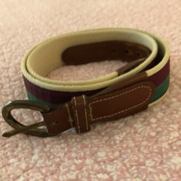 Brooks Brothers men’s belt size 36 Preowned green and burgundy stripe - Picture 1 of 8